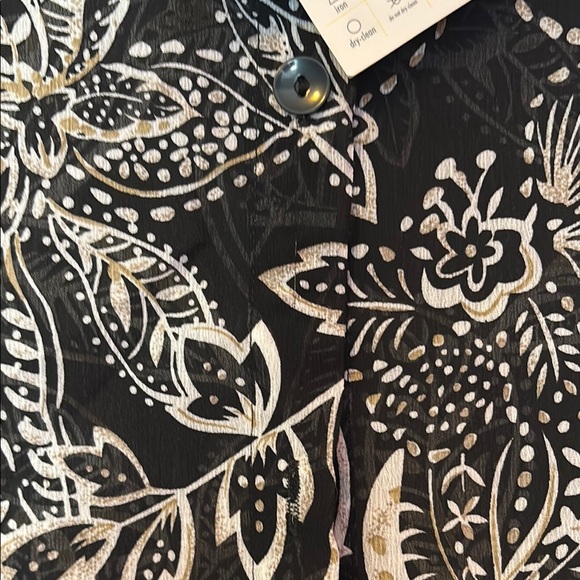 Susan Graver Black and White Floral Blouse - Picture 4 of 8